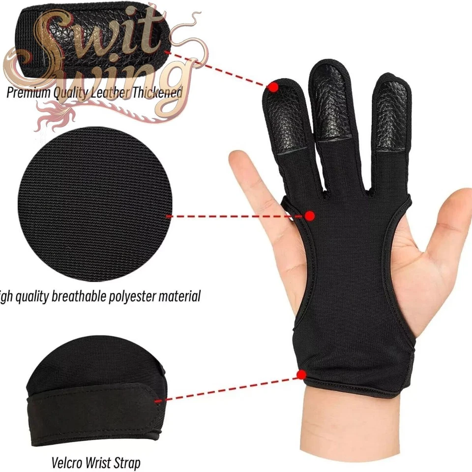 Archery Gloves 3 Fingers Protected Design Arrow Guard for Compound Bow Shooting - Image 2 of 3