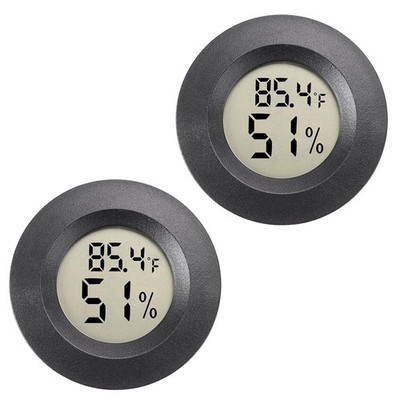 Mini Hygrometer Digital Thermometer Humidity Meter 2 Pack  Indoor/Outdoor Black