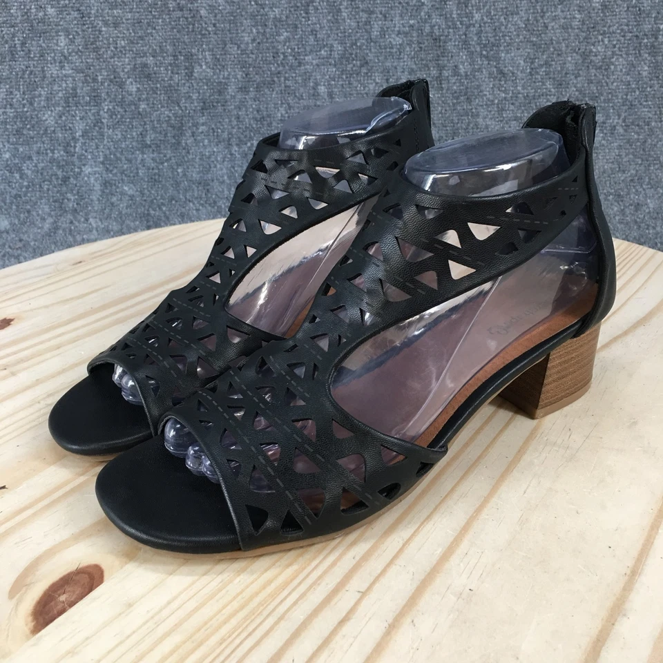 Baretraps Sandals Womens 8 M Vaechel Back Zip Ankle Strappy Black Faux Leather - Image 3 of 4