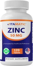 Vitamatic Zinc 50mg as Zinc Gluconate - Immunity Boosting Supplement 120 Tablets