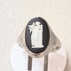 Wedgwood vintage silver ring black basalt cameo ,,C