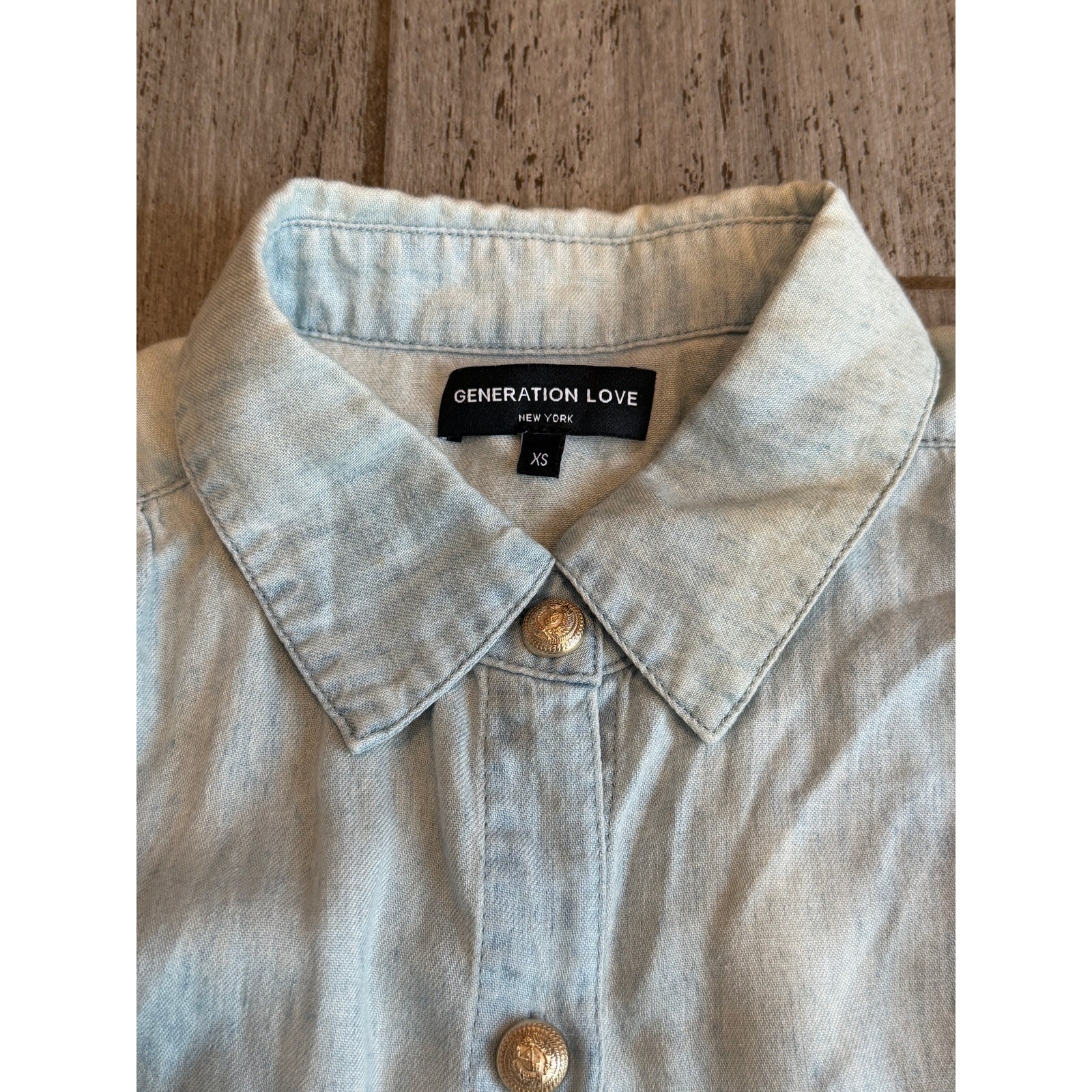 Generation Love Chambray Button Front Puff Sleeve… - image 7