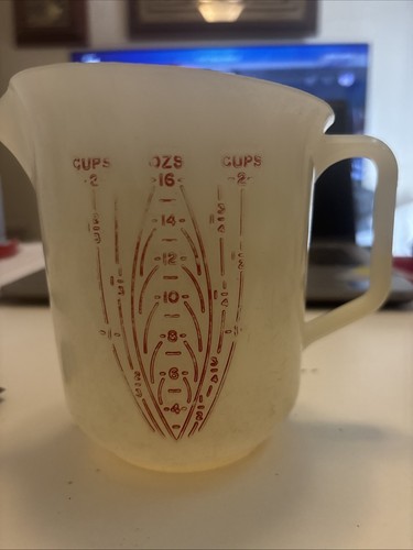 Vintage 50er Jahre Tupperware #134 2 Tassen Messkanne mit erhöhtem rotem Schriftzug - Bild 2 von 8