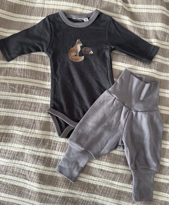 Weiches Merino-Set Body und Hose für Neugeborene   ideal für die ersten Wochen