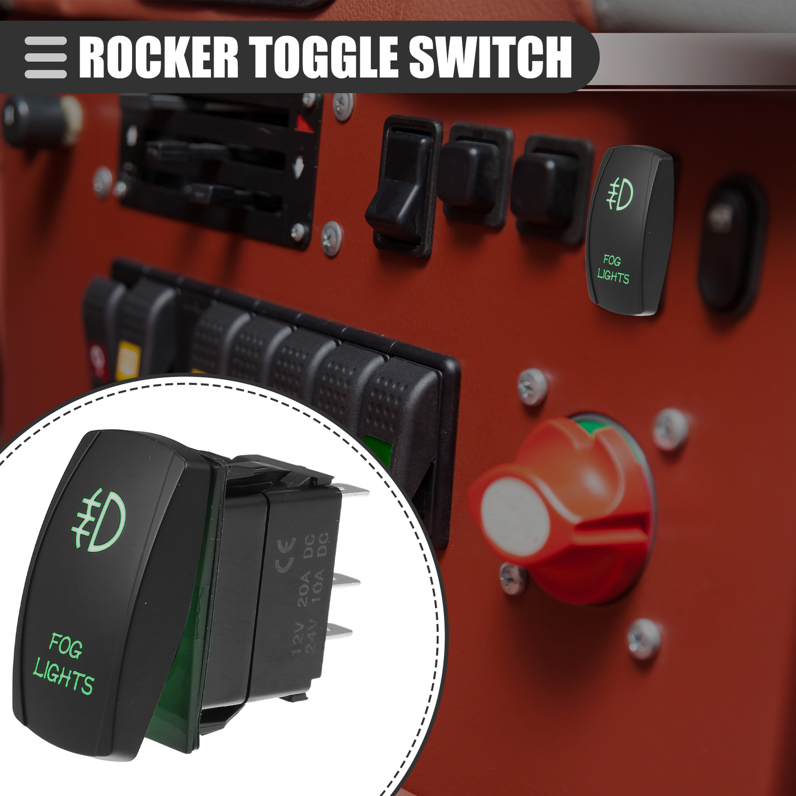 1 Pcs Fog Lights 5 Pin Toggle Rocker Switch for Car Boat ATV UTV Green Laser
