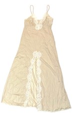 Vintage Lace Cami Slip Dress Long Nylon Floral 70s Front Slip Sheer Delicate S