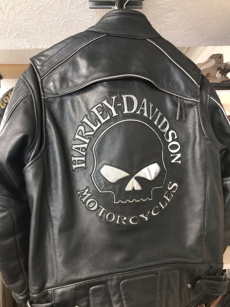 Harley Davidson Willie G Skull Reflective Leather Jacket Med Harley Davidson Willie G Skull Reflective Leather Jacket Med