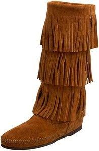 brown fringe boots