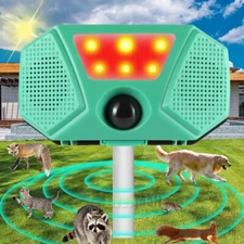 Solar 360° Ultrasonic Animal Repeller Cat Skunk Deer Motion Sensor USB Repellent