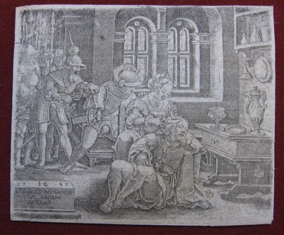 Hans Brosamer: Samson & Delilah 1545/Print Kupferstich