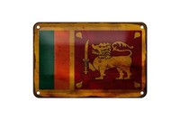 Blechschild Flagge Sri Lanka 18X12 Cm Flag Sri Lanka Rost Deko Schild