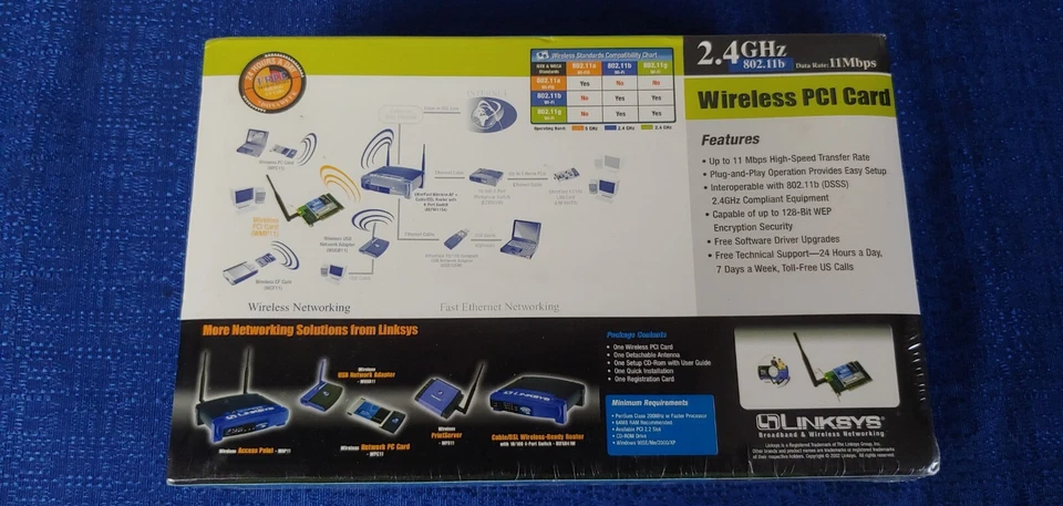 Lot of 2 Linksys Wireless PCI Cards WMP11 802.11b 2.4 GHz 11Mbps-BRAND NEW - Image 4 of 4