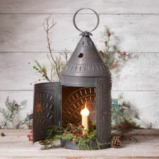 Blacksmith's Lantern Light in Kettle Black Tin - 27 inch High