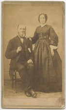 CIVIL WAR ERA COUPLE W/ STAMP, CDV STUDIO PORTRAIT, MAN + WIFE