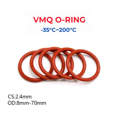 Red Food Grade Silicone O-Ring 8mm-70mm OD 2.4mm Width Seal Rings Sealing Gasket