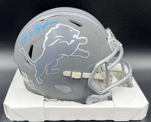 Barry Sanders Signed Autographed Detroit Lions SLATE Mini Helmet Beckett BAS