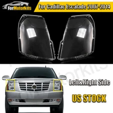 LH+RH Side Front Headlamp Headlight Lens Cover Clear For Cadillac Escalade 07-14