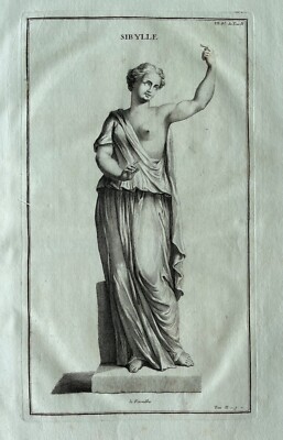 ANTIQUE ENGRAVING ROMAN STATUE OF SIBYL