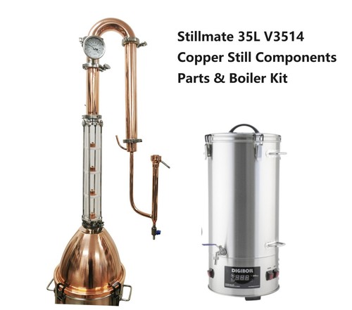 Stillmate 35L 2" x 4 Plates Crystal Clear Copper dome Condenser Boiler Kit V3514