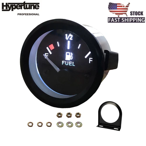 2" Universal Fuel Level Gauge E-1/2-F Pointer 52mm Fuel Tank Meter LED 12V