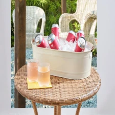 Medium Oval Galvanized Tub With Handles Storage Container In/Outdoor Ice Bucket