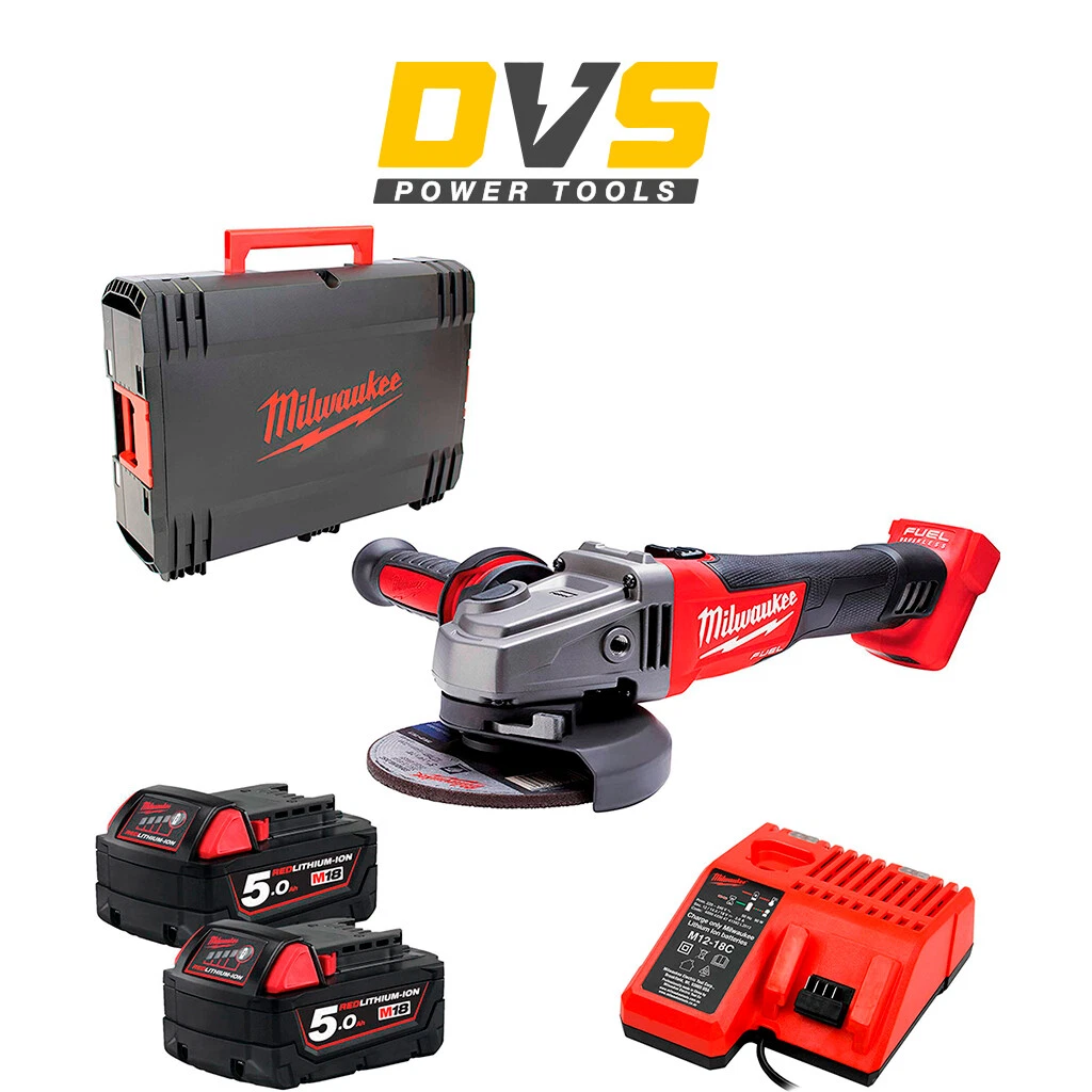 MILWAUKEE M18CAG125X 502X BRUSHLESS ANGLE GRINDER 125MM 18V 2x5AH BATTERIES