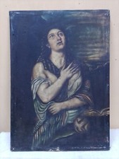 Antico quadro religioso, Penitenza di Maddalena. Olio su tela.
