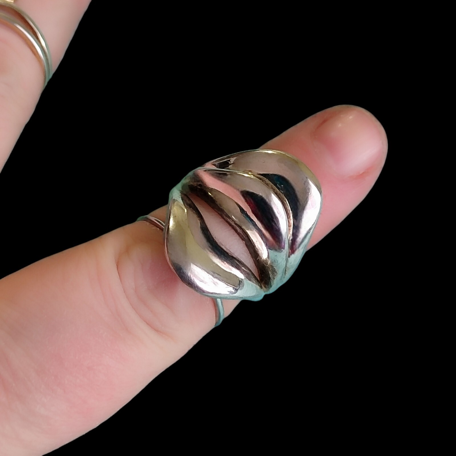 Unique Silver Plated Modernist Statement Ring Sz … - image 6