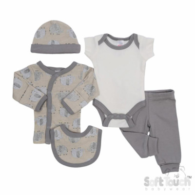 Premature tiny baby boys clothes 5 piece safari elephant set 3.5 kg