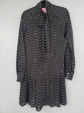 NEVER WORN KATE SPADE Dress Size 8 Black Wavy Dot Pleated Chiffon Necktie