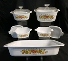 Vntg Pyrex Corning Ware 9 Pc Spice Of Life 3 qt 1.5 qt Casserole Dish Lids 2 3/4