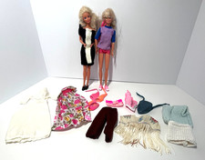 Lot of 12 includes 2 Barbies Clothes Dresses Tops Pants Bathing Suits Shoes