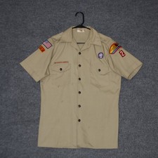 Vintage Boy Scouts of America Shirt Mens M Khaki Short Sleeve Uniform Retro