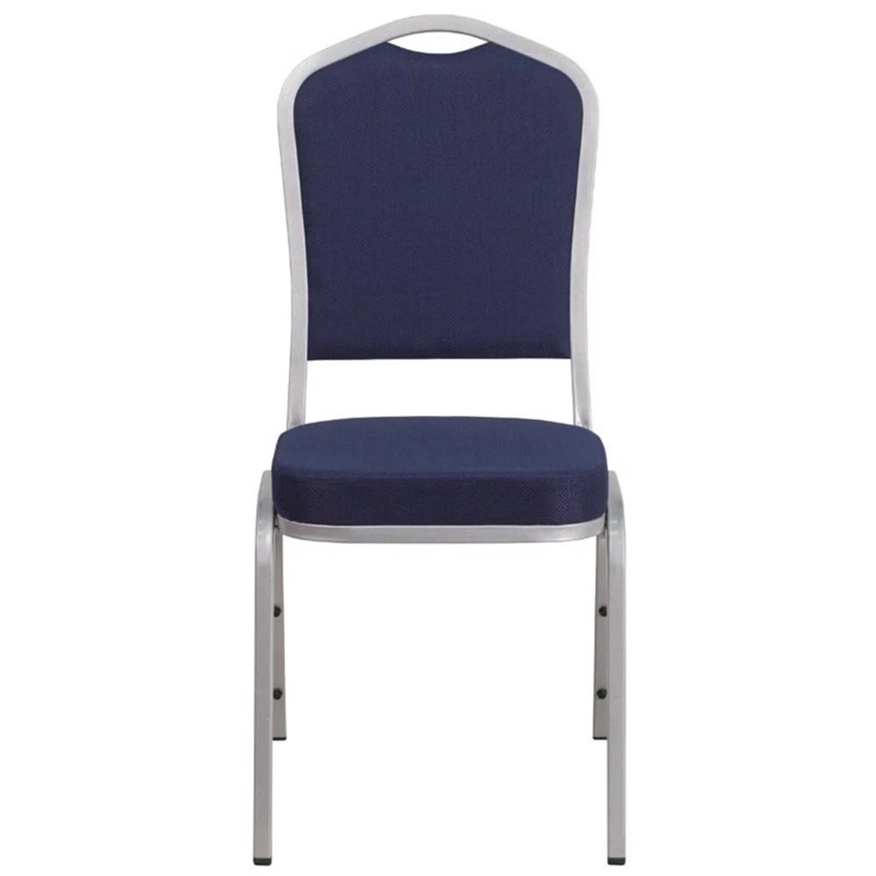 Silla apilable para banquetes de tela Flash Furniture en plata y azul marino Foto 4 de 4