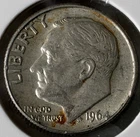 1964 D  ROOSEVELT  10c DIME 90% Silver American Coin #7