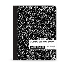 BAZIC Composition Book Wide Ruled 100 Sheet Black Marble 1-Pack,