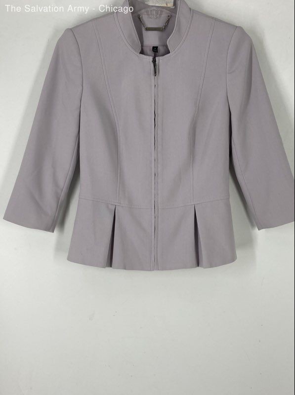 White House Black Market Womens Purple 3/4 Sleeve Peplum Full-Zip Jacket Size 0