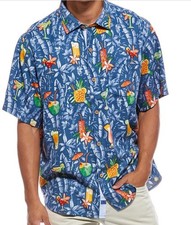 Tommy Bahama TIDE ONE ON Men's Silk Camp Shirt 148 LARGE, XL