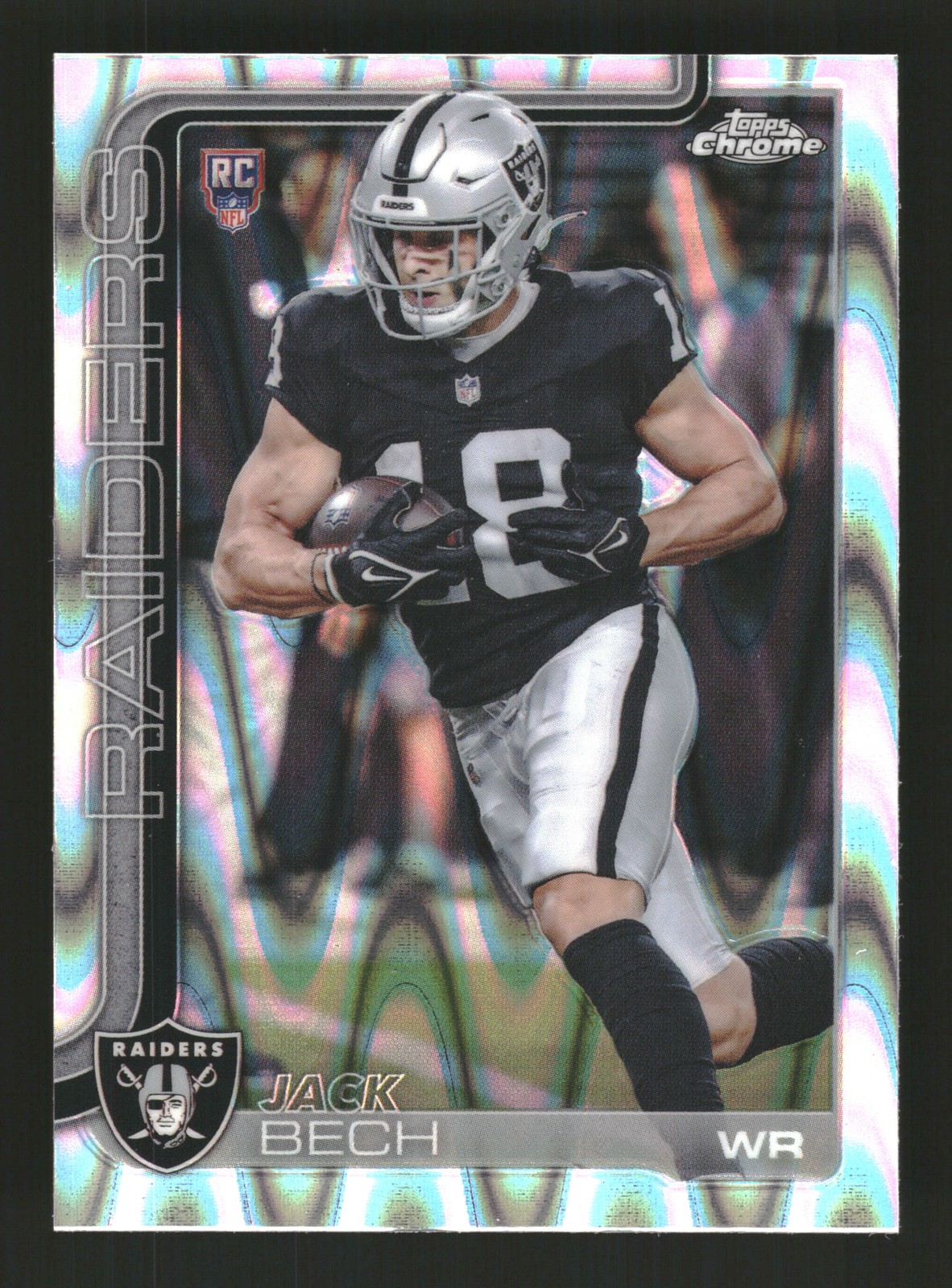 Jack Bech 2025 Topps Chrome #388 Ray Wave Refractor Las Vegas Raiders