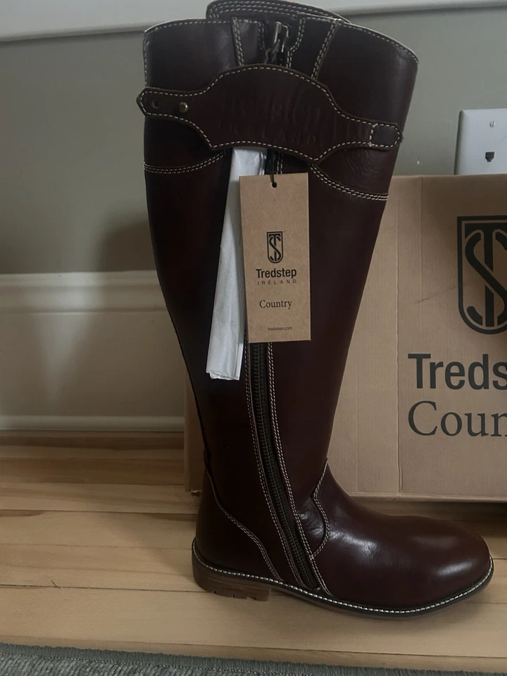 Botas altas Tredstep Country Shannon con cremallera lateral para mujer talla 9 ancho pantorrilla caoba Foto 4 de 4