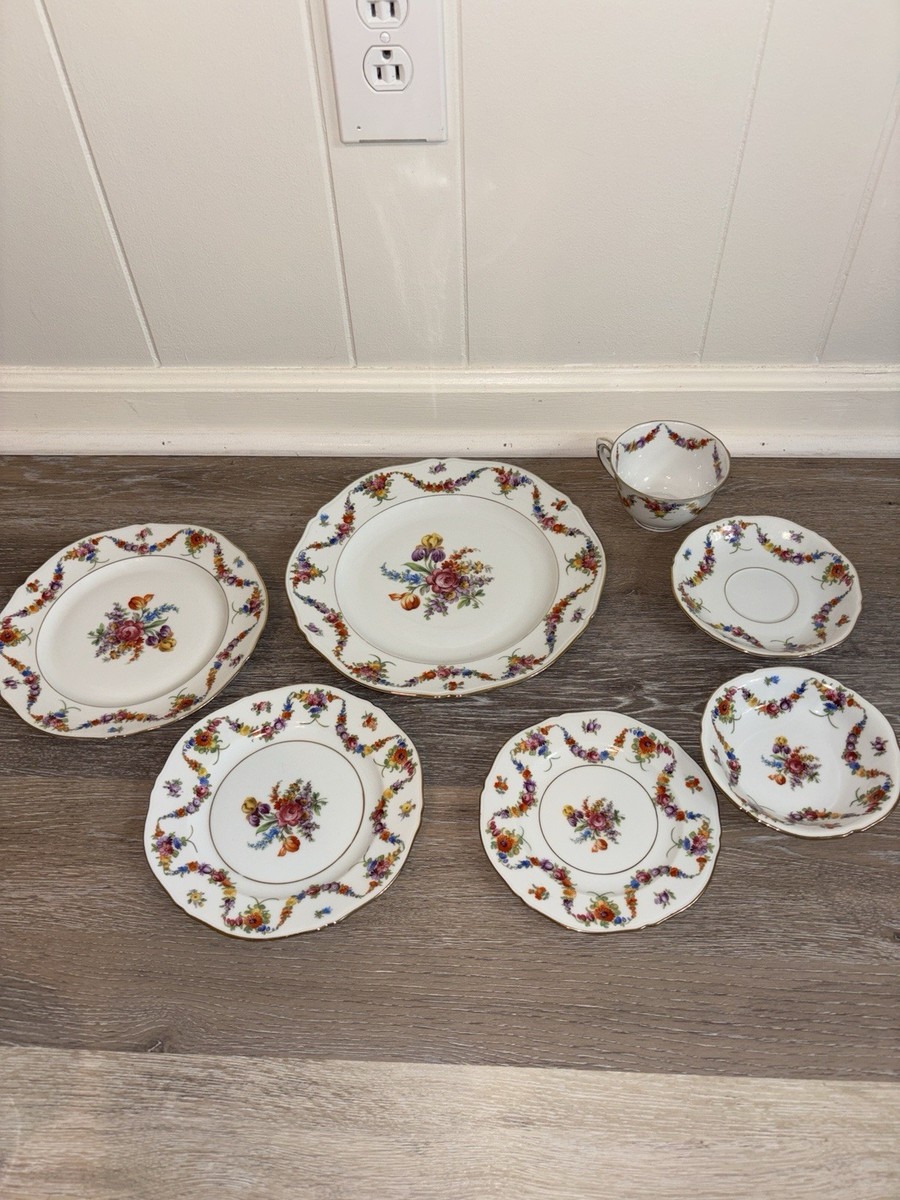 Vtg Epiag 9954 Czechoslovakia China Dinner Plate Place Setting 7