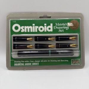 NOS Osmiroid Master Drawing Set Fountain Pen 6 Gold Plated Nibs England - 17735