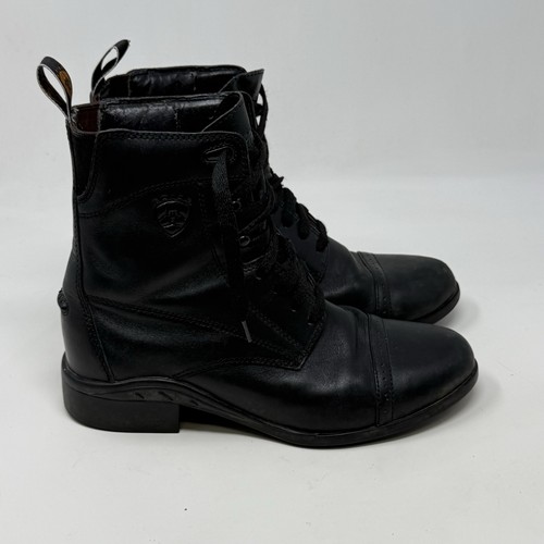 Ariat Paddock Scout Boots Womens 6 Black Leather Lace Up Western Riding - Picture 3 of 22
