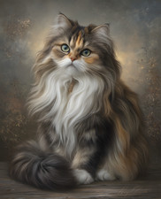 8x10 Fluffy Cat On Wooden Floor Art Print Wall Decor - 717354056