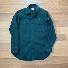 Youth Boys Vintage 1960's Boy Scouts of America Green Explorer Field Shirt Sz M