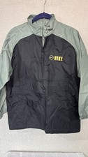 Vintage Y2K Boys Black Green Nike Swoosh Jacket Windbreaker - Size M 10-12