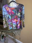 Vtg Museum Womens Graphic Top LG 90's Y2K 00's Tiffany Glass Window