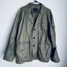 Banana Republic Polyurethane Jacket Men's XL Full Zip Utility Zip/Button Preppy