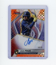 2025 Bowman's Best Jesus Made #B25-JM Orange X-Fractor Auto /25 Brewers