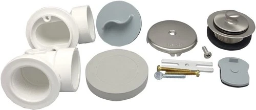PROFLO PFWO354 1-1/2" Brass Lift & Turn Tub Drain Kit w Overflow -Brushed Nickel - Picture 1 of 3